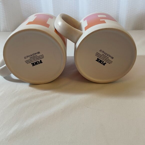 Victoria's Secret PINK Mug Set Oversized 29.76 0z Lot/Bundle of 2 Coffee Mugs - Picture 4 of 5